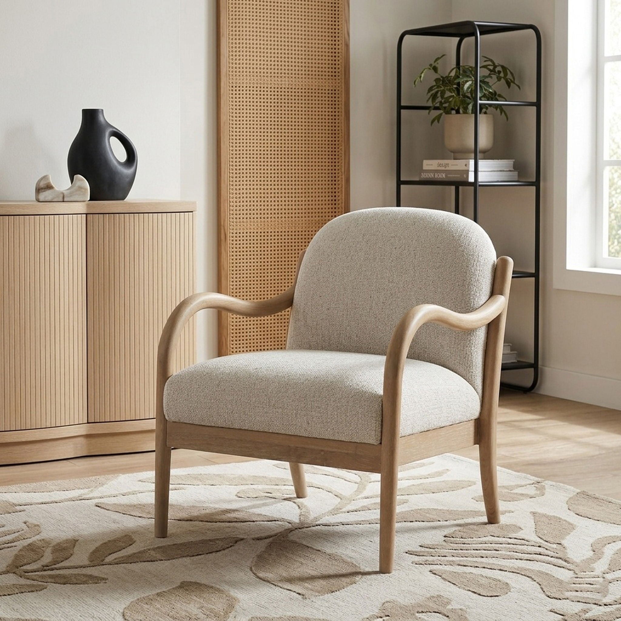 Helmsley - Performance Fabric Upholstered Accent Chair - Cream / Natural