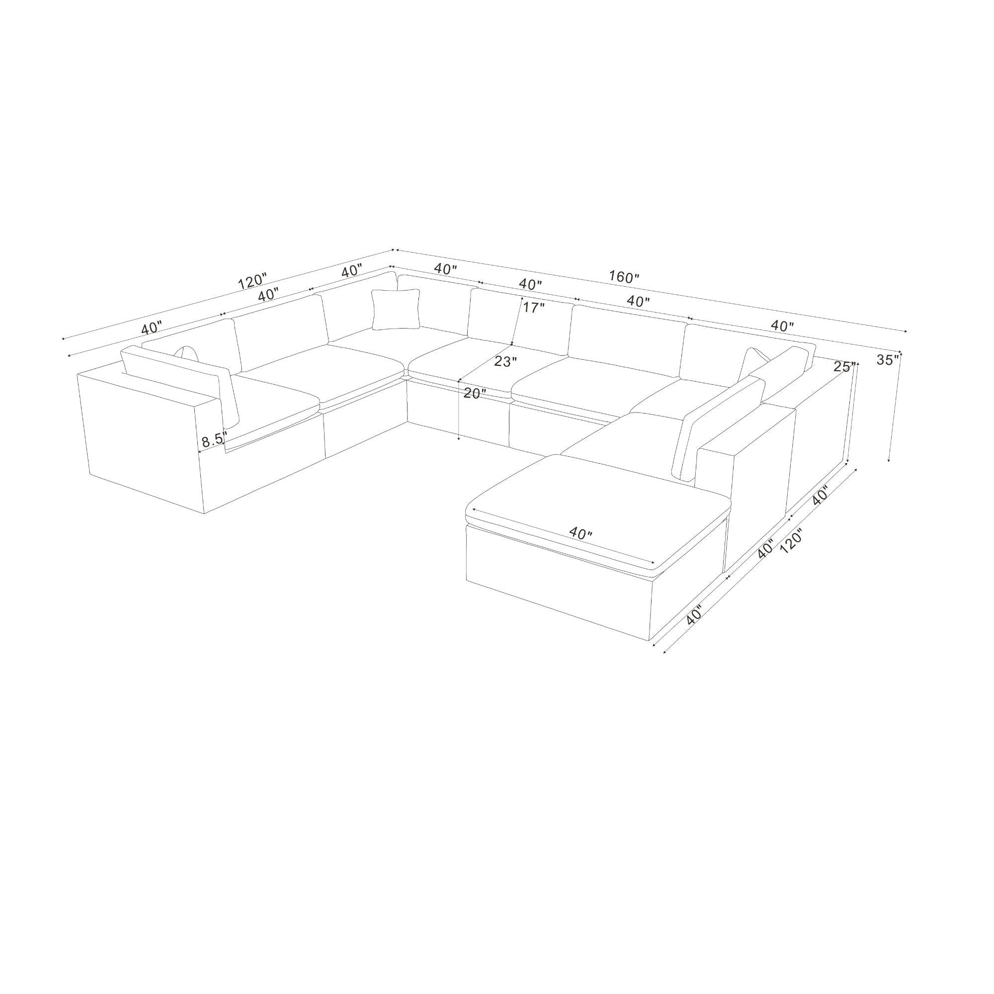 Custom Configuration Modular Sectional With Toss Pillows