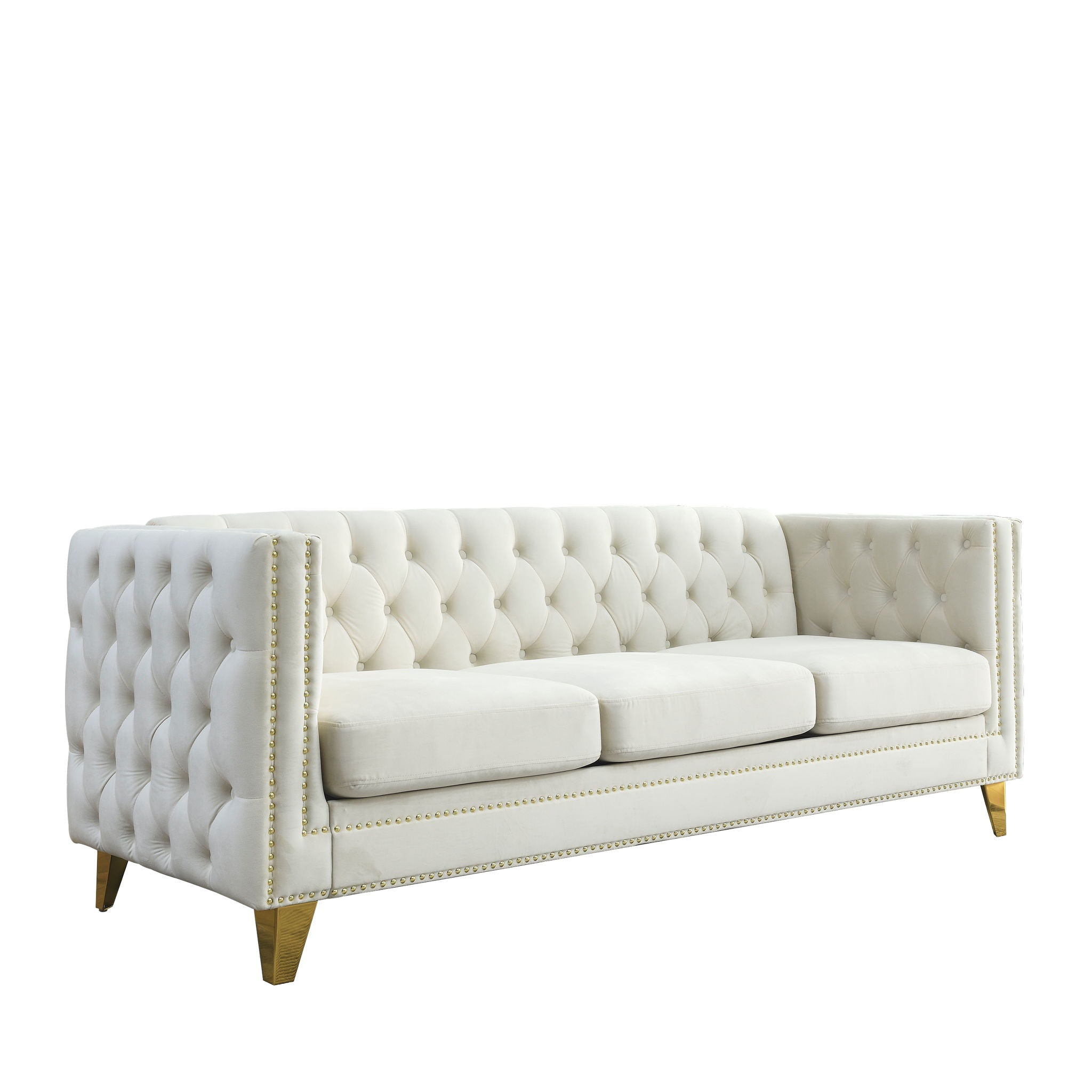 Modern Sofa With Button Tufting, Upholstered Couch For Living Room