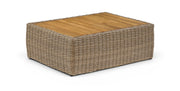 Seacrest - Teak Wood And Wicker Outdoor Patio Coffee Table