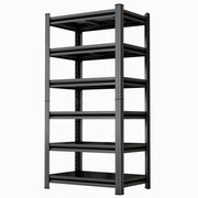 6 Tier Storage Rack, Garage Shelving, Adjustable Shelves & Reinforced Double Layer Uprights - Black