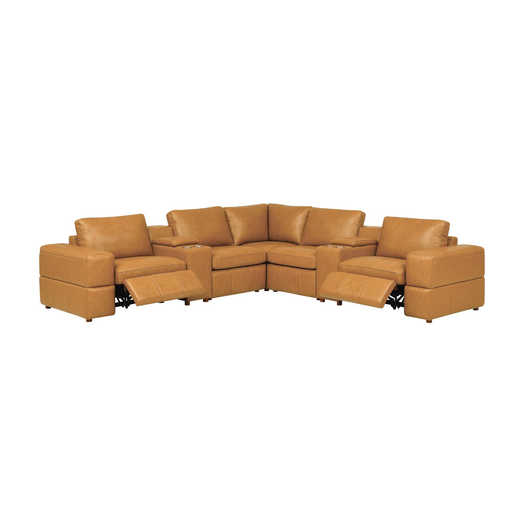 Upholstered Large Arms Sectional With Recliner Seats