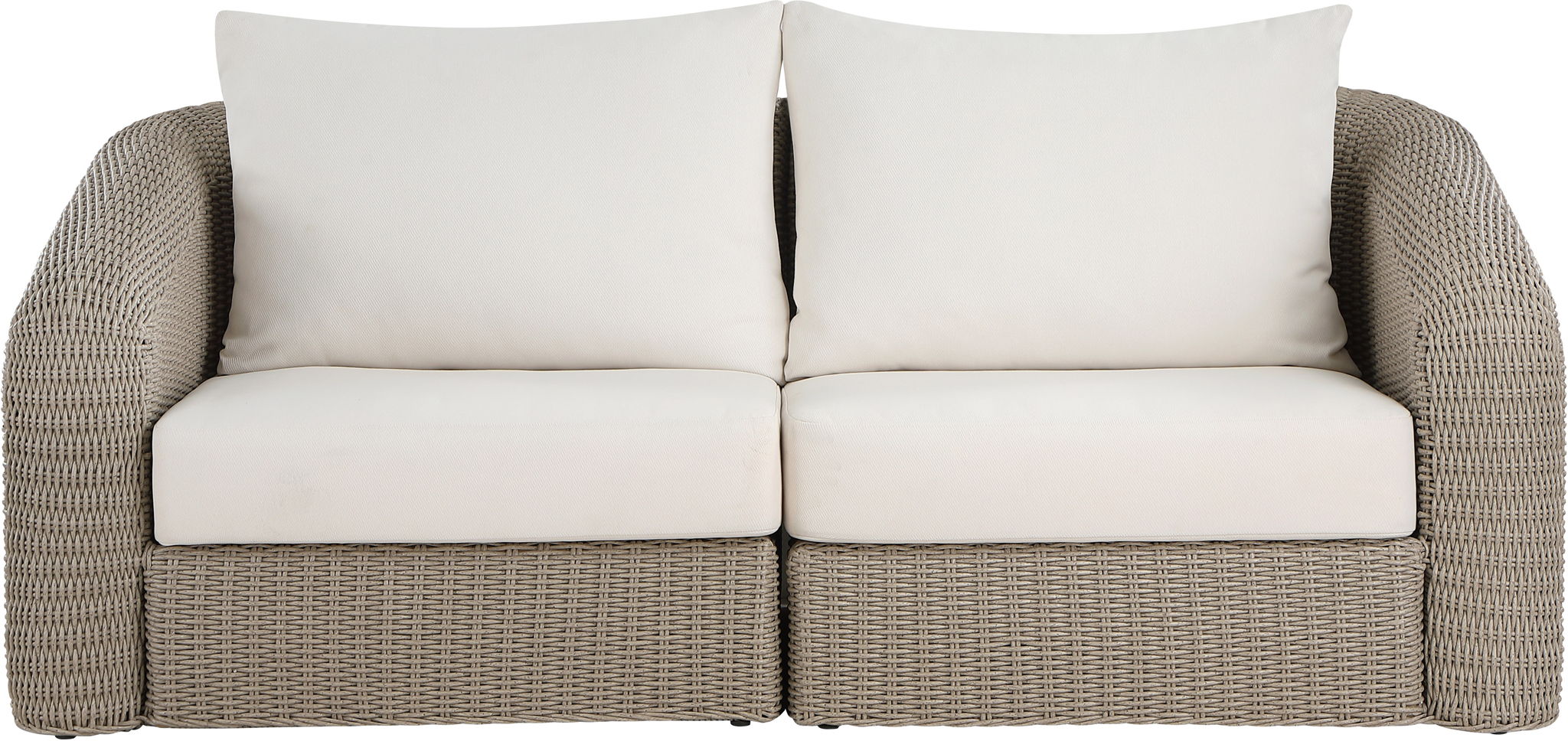 Seacrest - Olefin Water Resistant Fabric And Wicker 2 Piece Outdoor Patio Modular Loveseat