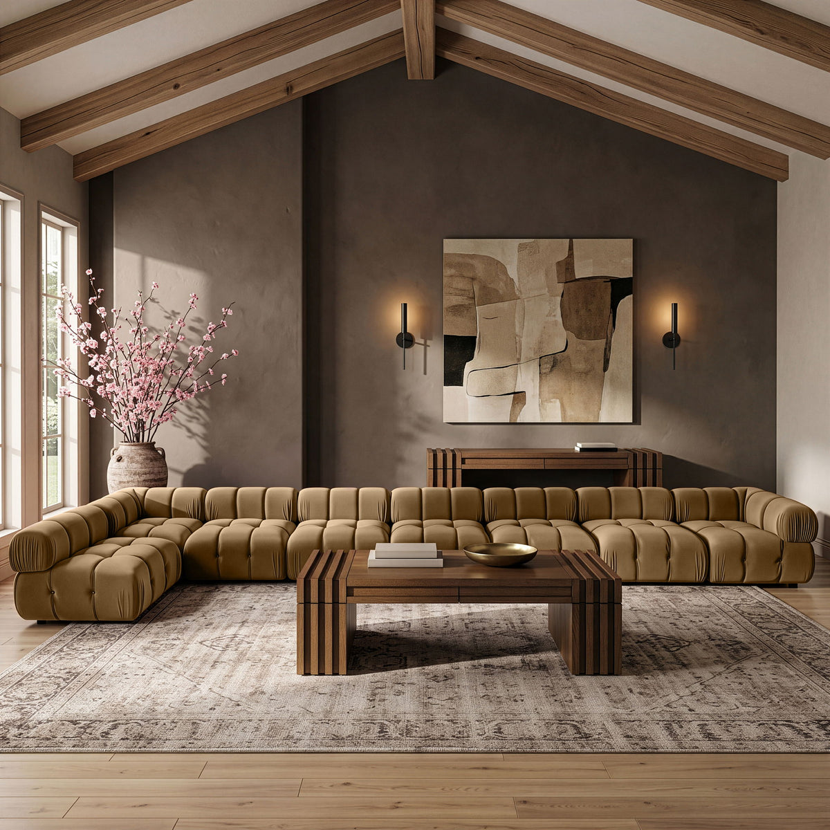 Orin - Velvet Performance Fabric Upholstered 8 Piece L-Shaped Sectional