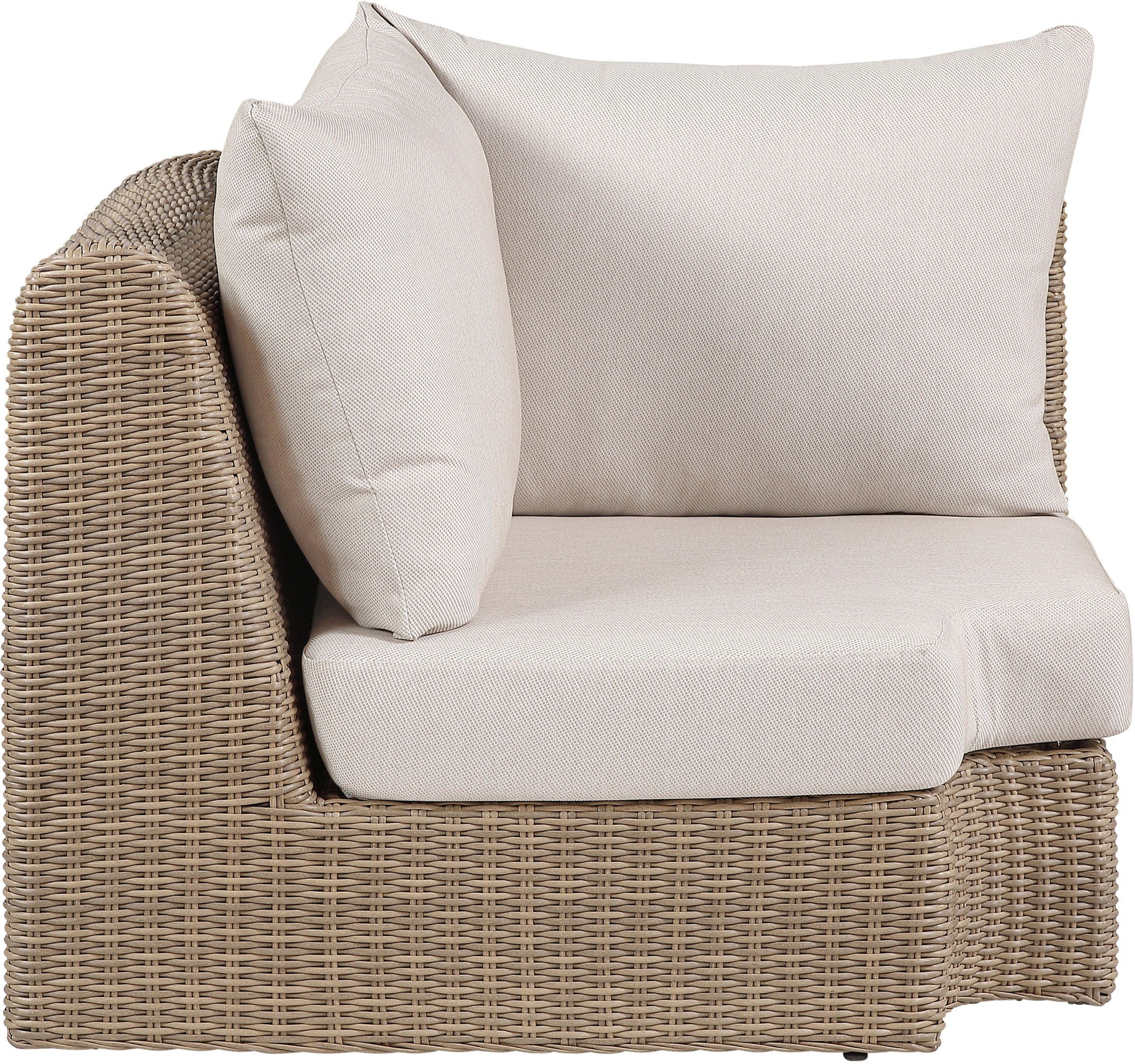 Seacrest - Olefin Water Resistant Fabric And Wicker Outdoor Patio Corner Chair
