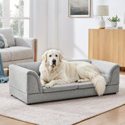 Oversized, Curved Armrest Rectangular Dog Sofa, For Large & Oversized Dogs - Light Gray