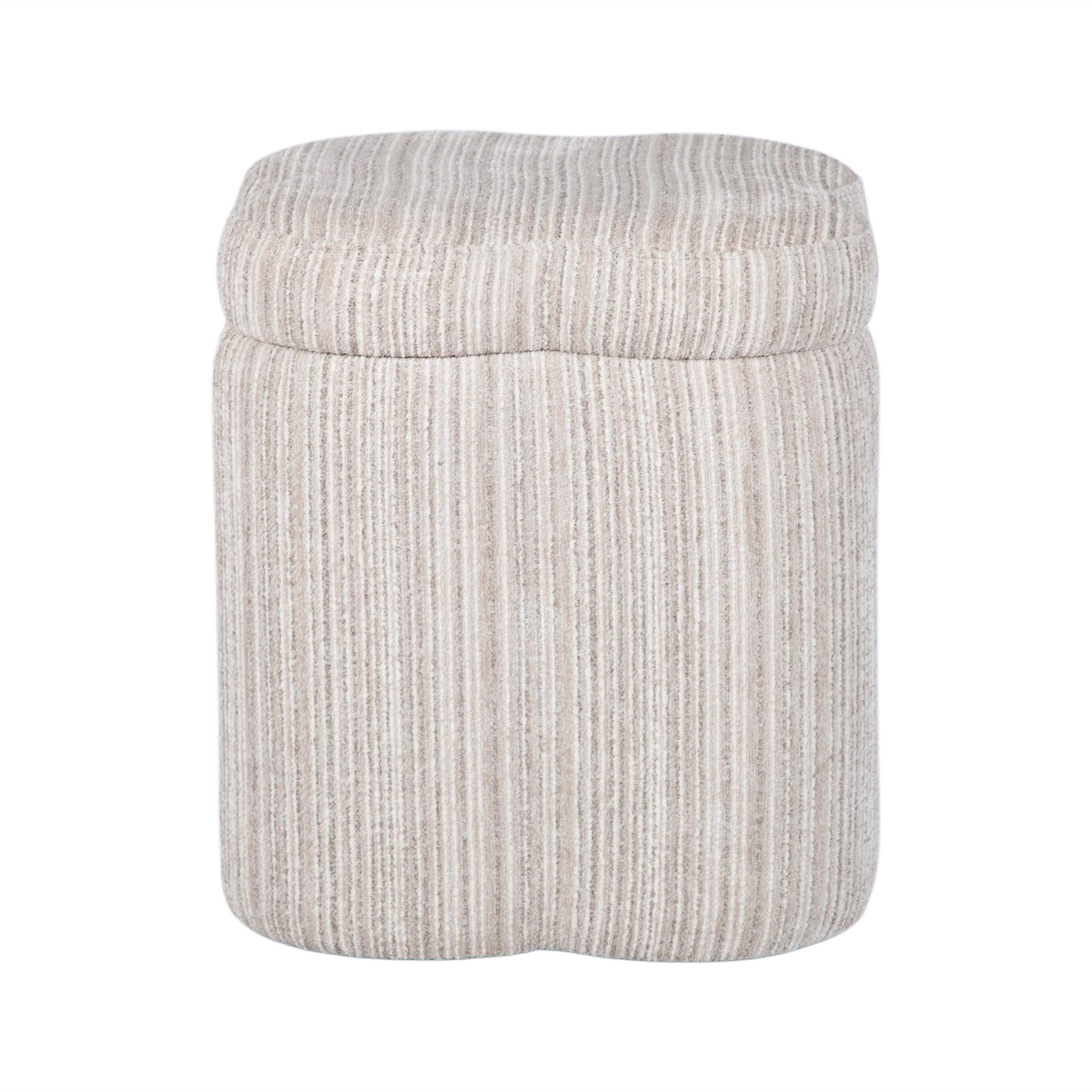 Lilou - Striped Jacquard Storage Stool - Cream