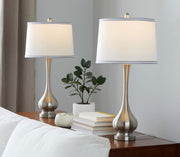 Cairo - Contemporary Table Lamp (Set of 2) - Nickel / White / Silver Trim