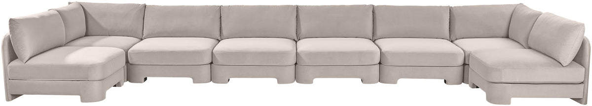 Hammond - Velvet Performance Fabric Upholstered 8 Piece U-Shaped Armless Sectional - Beige