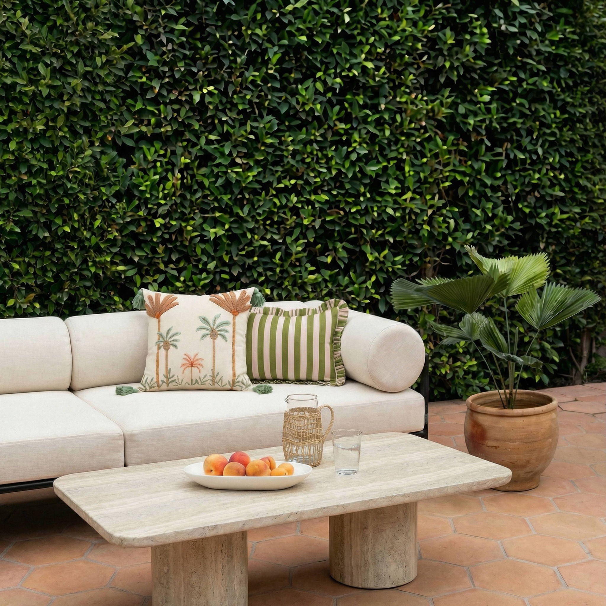 Tyche - Indoor / Outdoor Concrete Rectangular Coffee Table - Faux Travertine