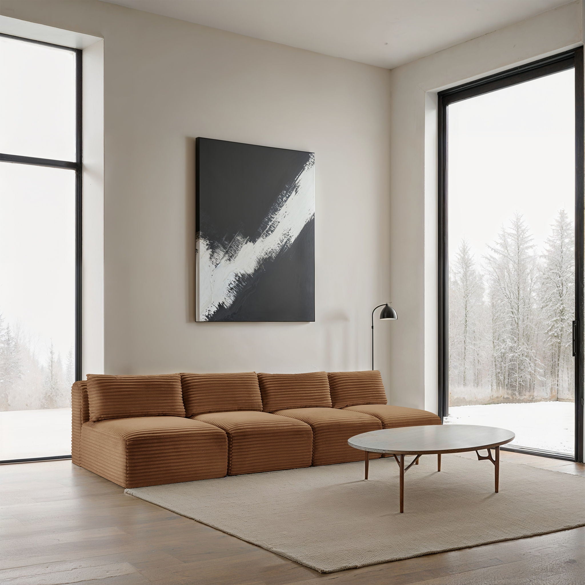 Shaggy - Fabric 4 Seat Modular Armless Sofa