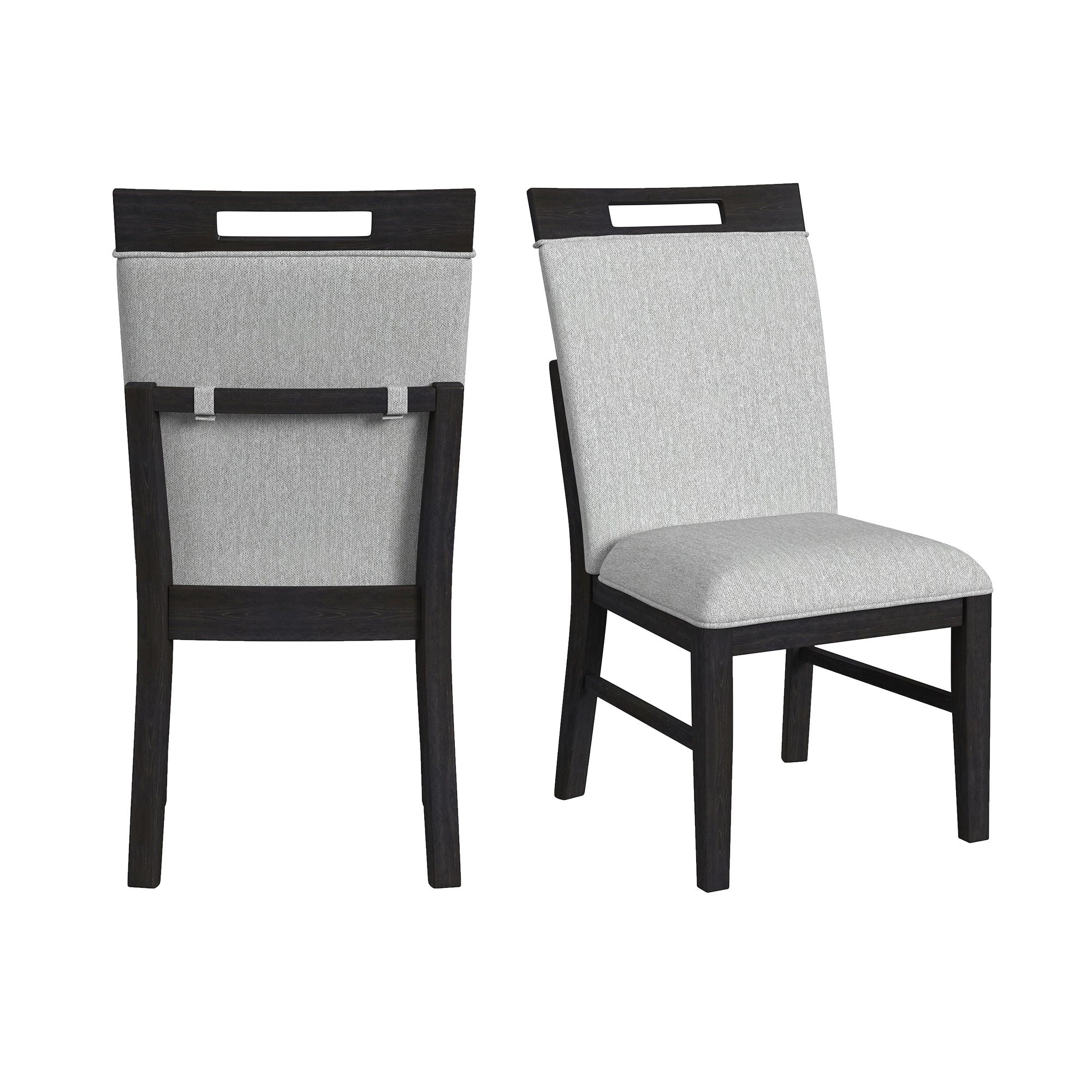 Transcend - Dining Side Chair With Fabric (Set of 2) - Charcoal And Light Gray