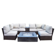 Contemporary Patio Seating Set With Fire Pit