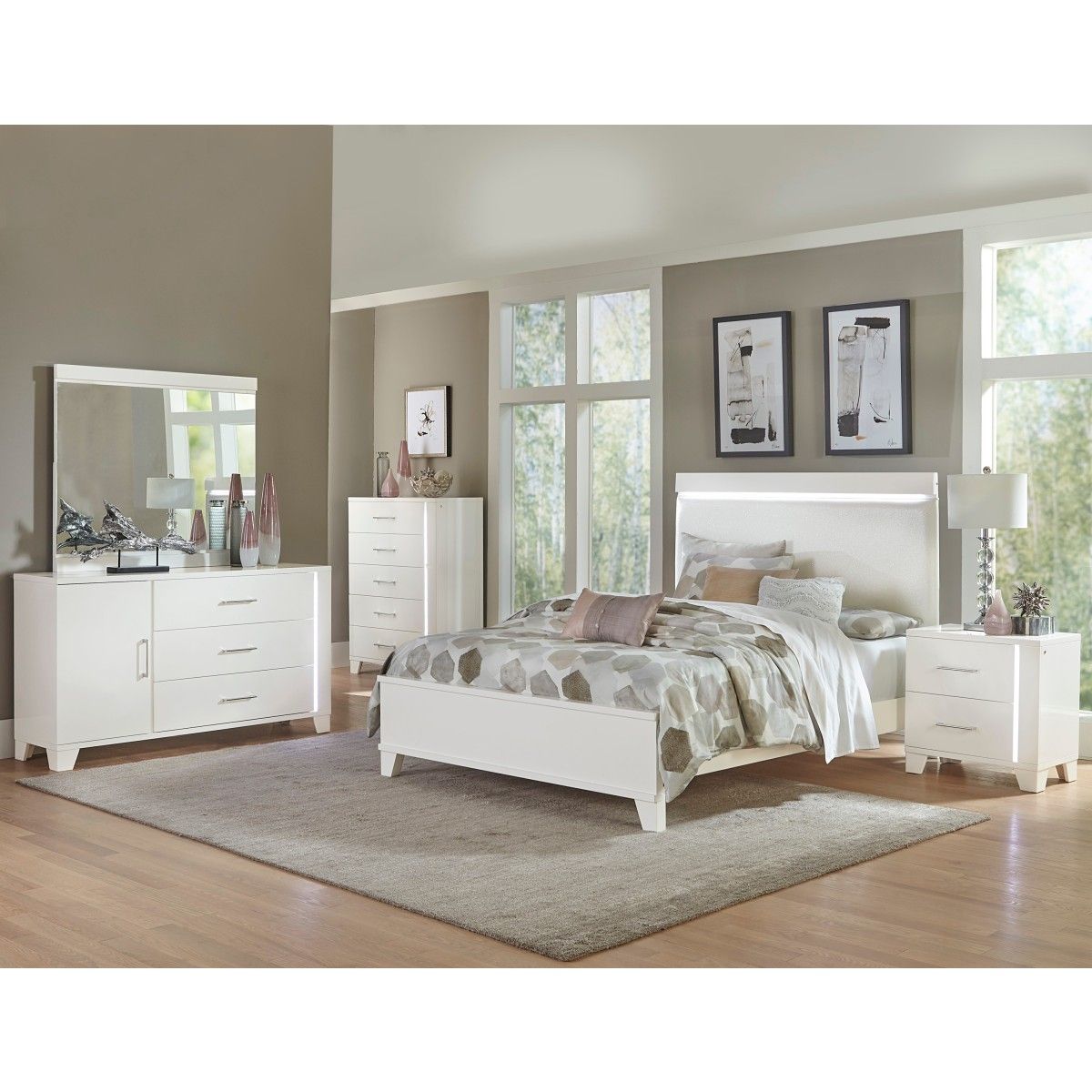 Kerren - Nightstand WIth LED Lighting - White