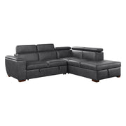 Barre - 2 Piece Sectional With Pull-Out Bed And Right Chaise With Hidden Storage, Adjustable Headrests - Gray