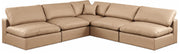 Comfy - 5 Piece Faux Leather Modular Corner Armless Sectional - Tan