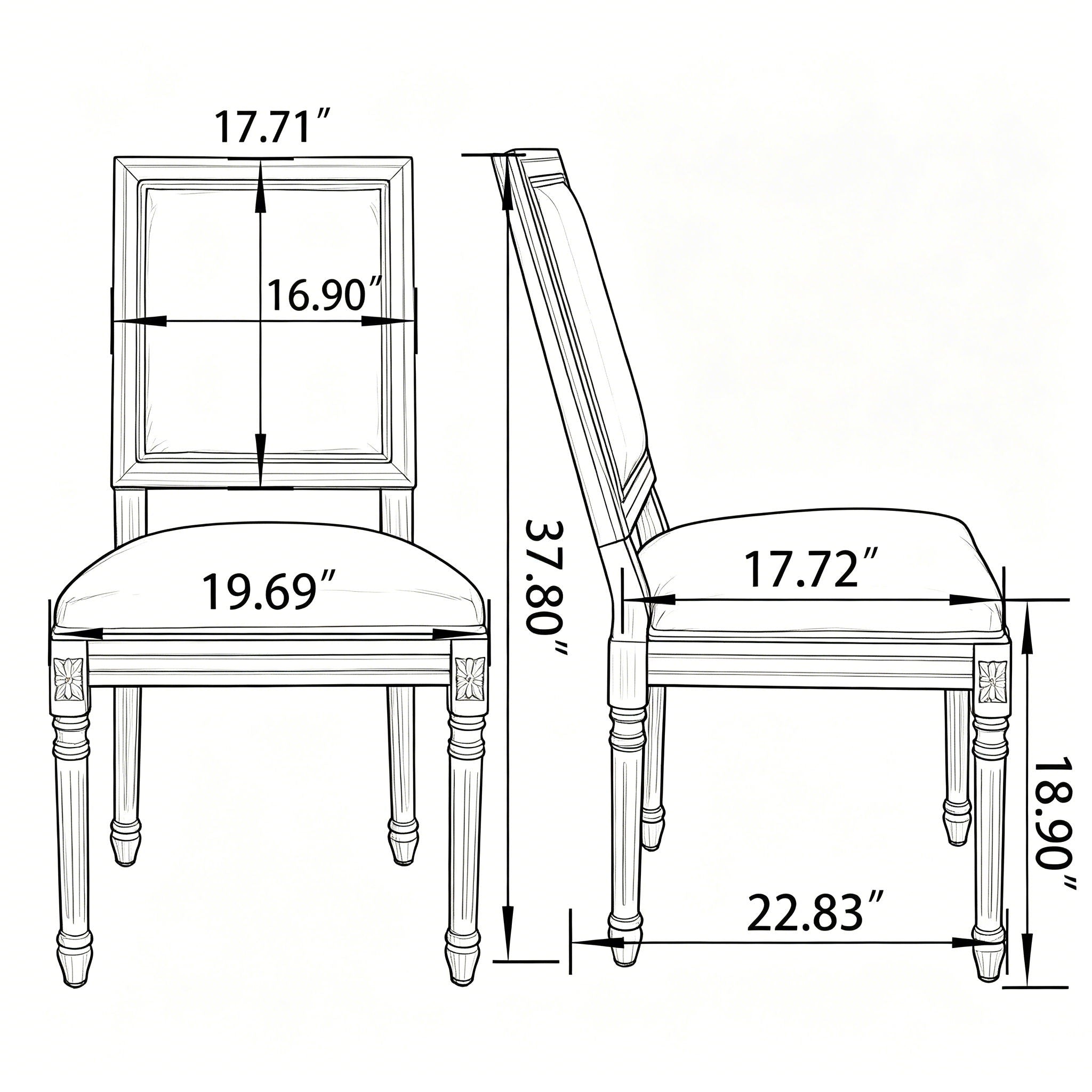 Dining Chairs With Square Back (Set of 2)