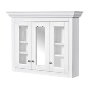 Bathroom Medicine Cabinet With Mirror, 5 Adjustable Closed Shelves, Wall-Mounted - White