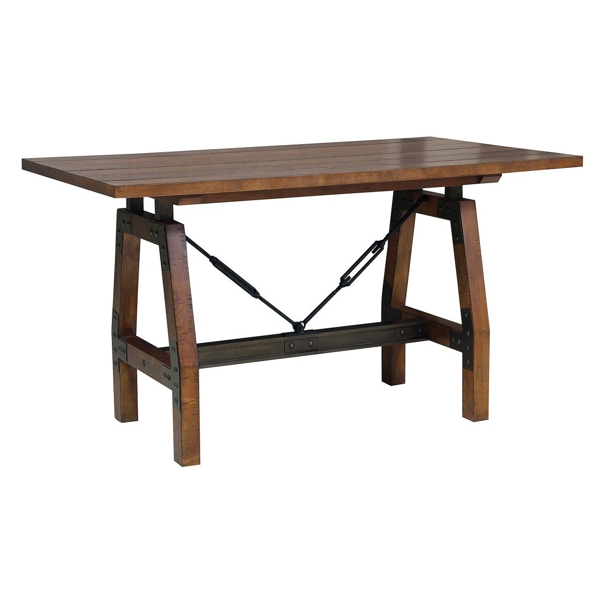 Holverson - Counter Height Table - Rustic Brown / Gunmetal