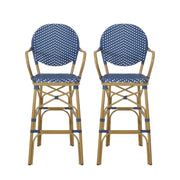 Outdoor Wicker And Aluminum French Barstools (Set of 2)