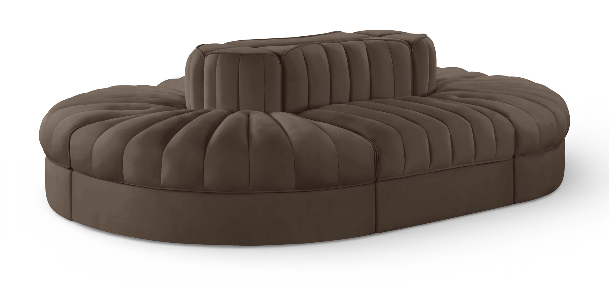 Rummi - Oval Velvet Performance Fabric Upholstered 6 Piece Modular Sectional