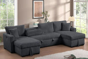 July Charcoal Double Storage Chaise Sectional (w/ Pull Out Bed)