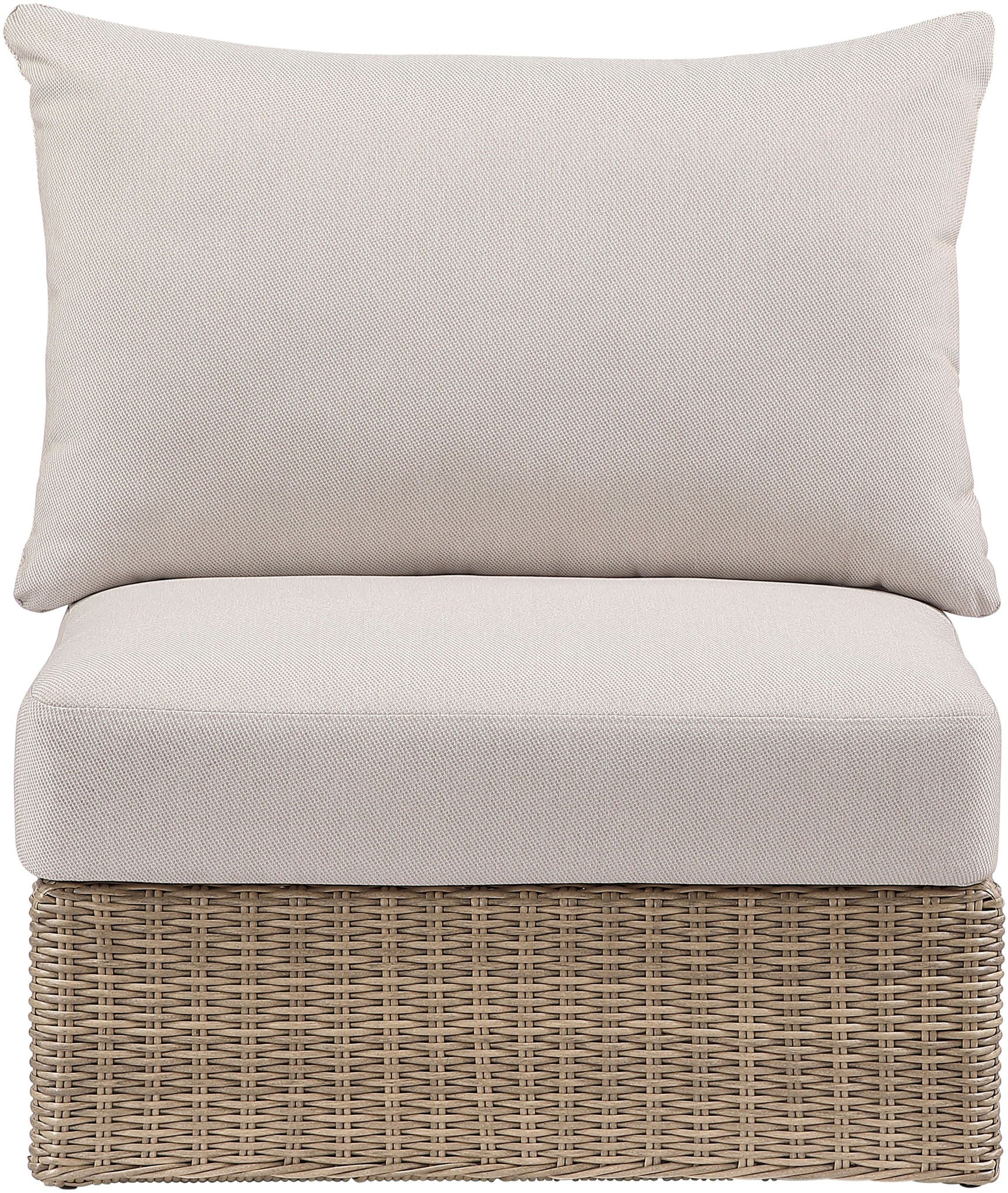 Seacrest - Olefin Water Resistant Fabric And Wicker Outdoor Patio Armless Chair
