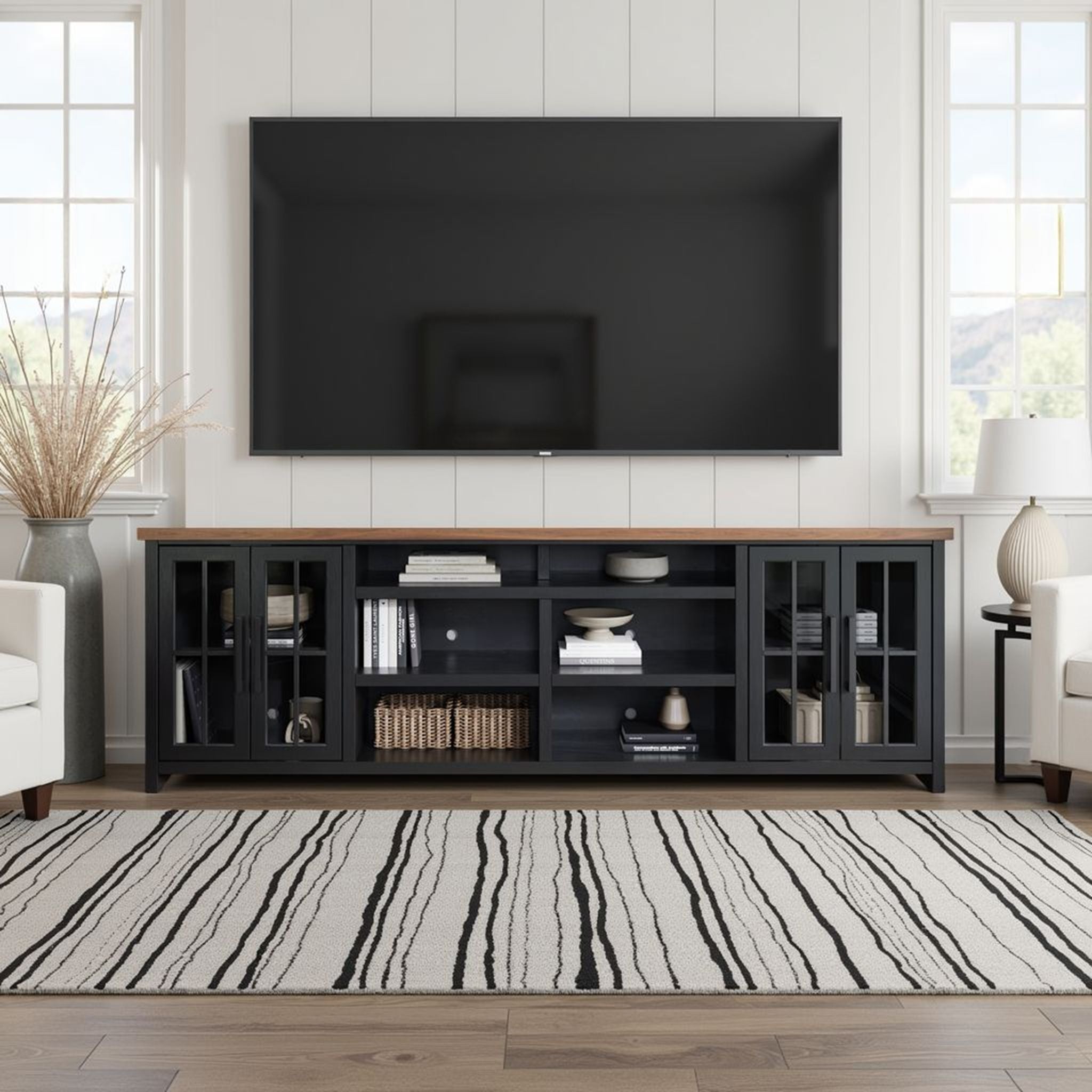 TV Stand Console For TVs Up To 100" - Black / Whiskey