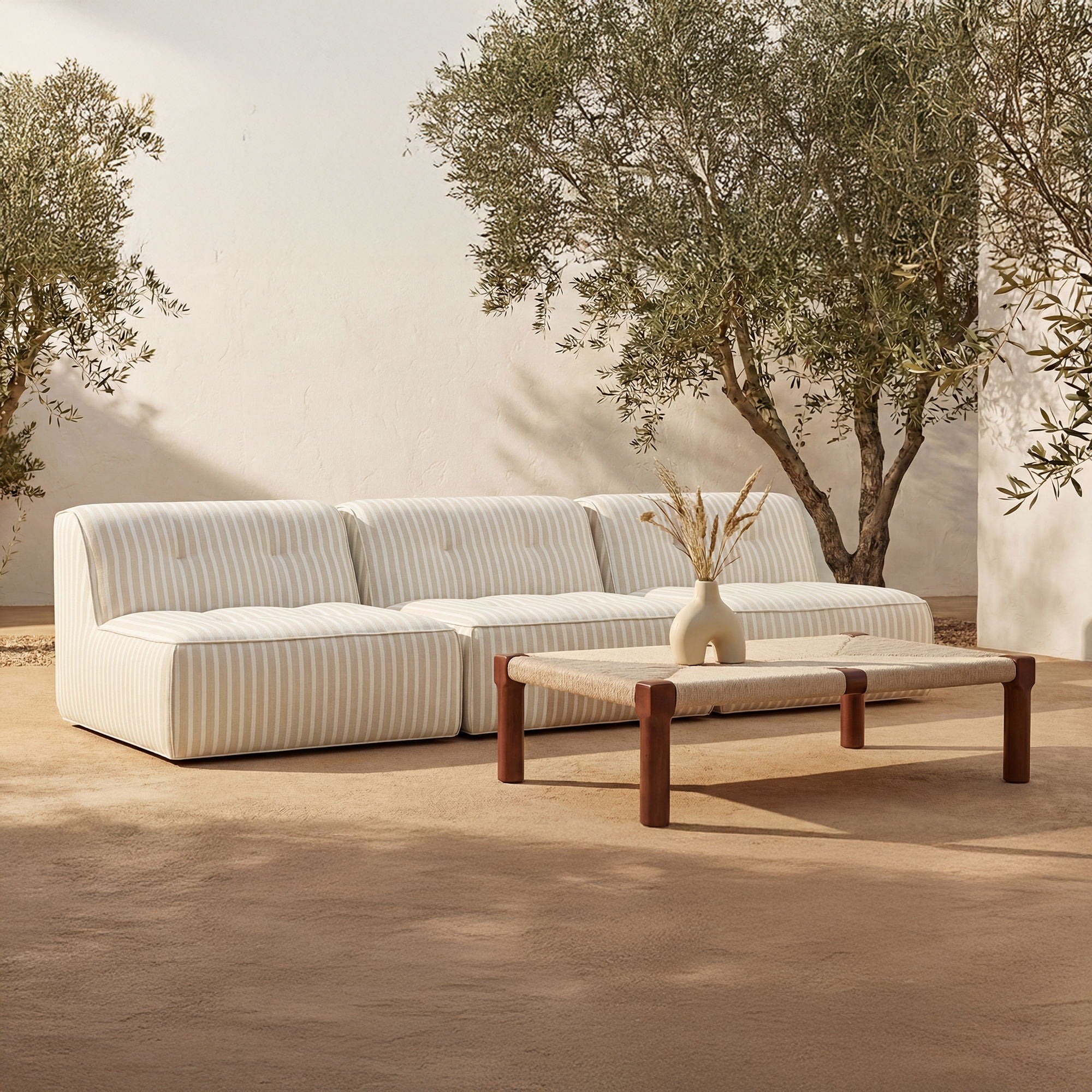 Sunseeker - 3 Piece Outdoor Sofa - Brown Stripe