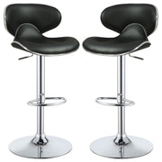 Bar Stool With Curved Design, Height Adjustable & Swivel Base (Set of 2) - Black