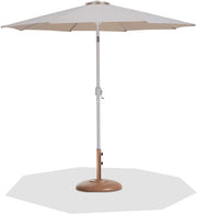Fiji - Aluminum Patio Umbrella With Round Teak And White Base