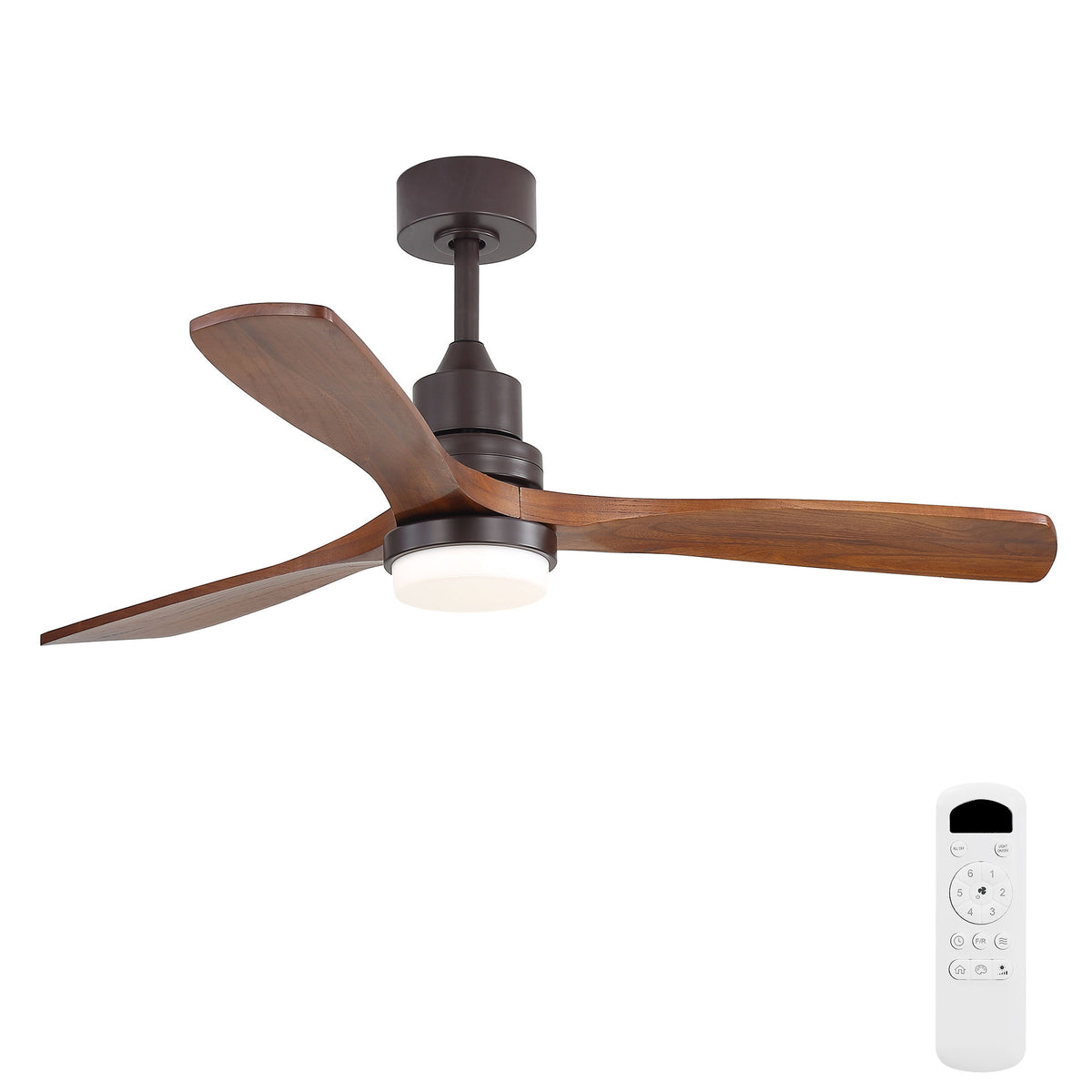 52" Ceiling Fan With LED Light, 3 Adjustable Color Temperatures, Reversible DC Motor For Living Room & Bedroom - Coffee