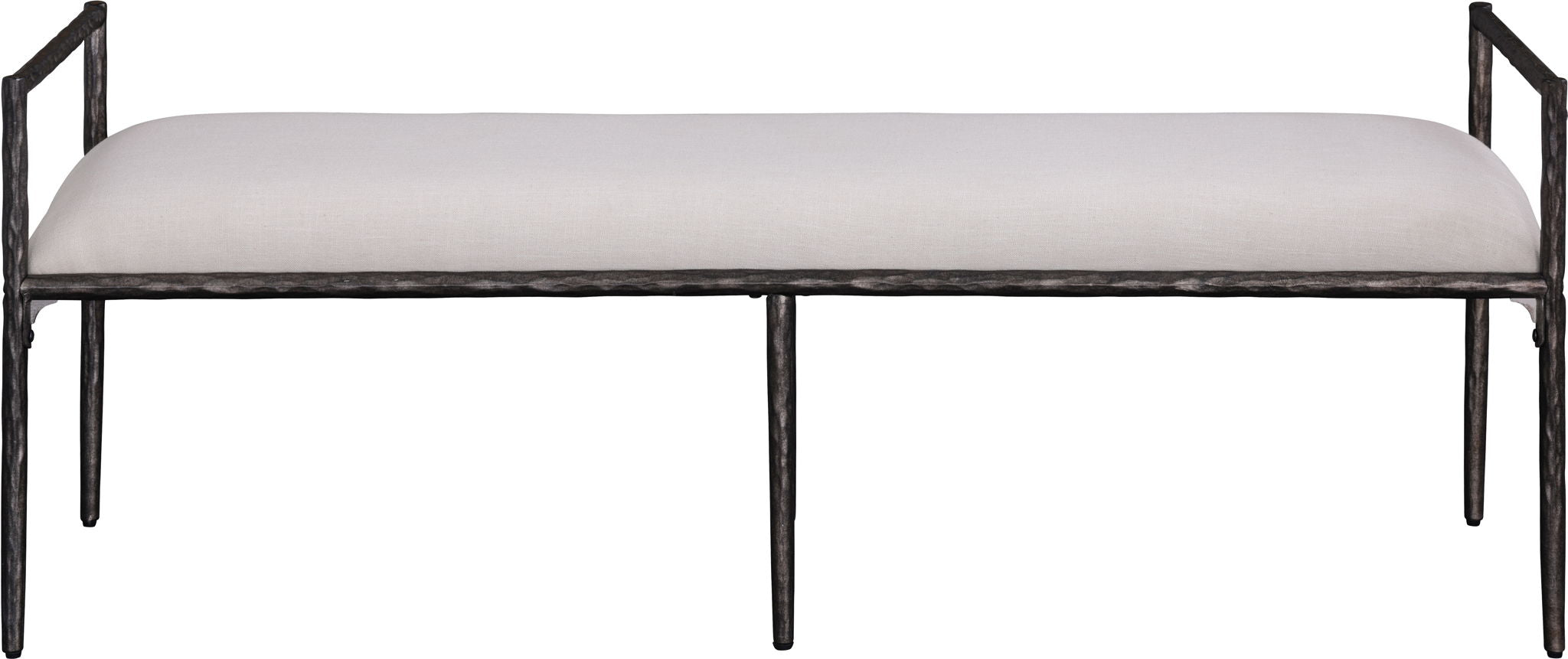 Axis - Linen Textured  Beige Fabric Upholstered Bench