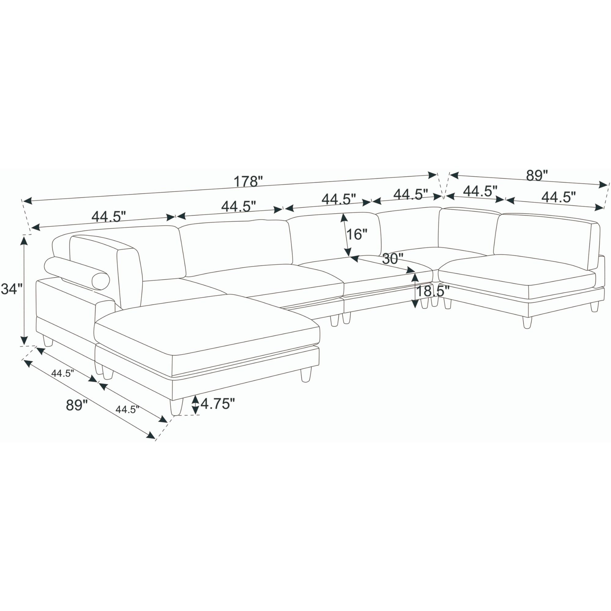 Modern Modular Sectional With Adjustable Back Support