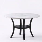 Round Dining Table With Open Bottom Shelf - Black / White