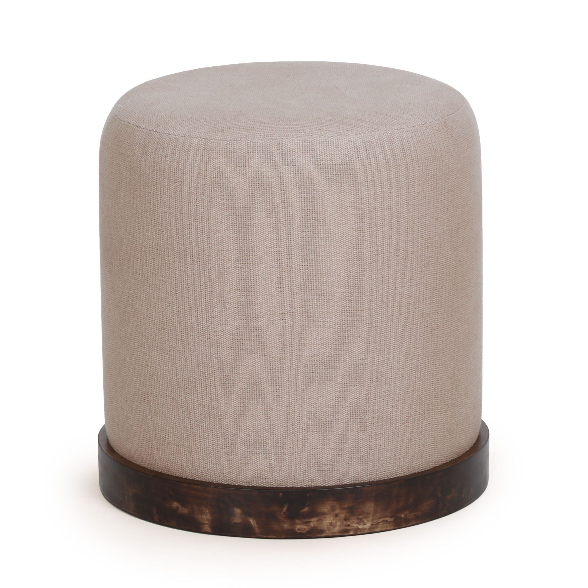 Como - Burl And Cotton Jute Designer Accent Stool - Peach