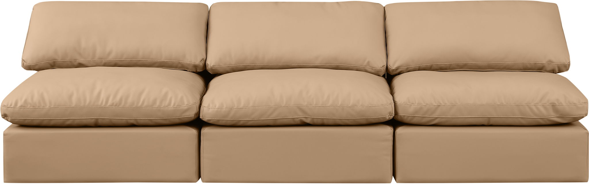 Indulge - Faux Leather 3 Piece Modular Armless Sofa - Tan