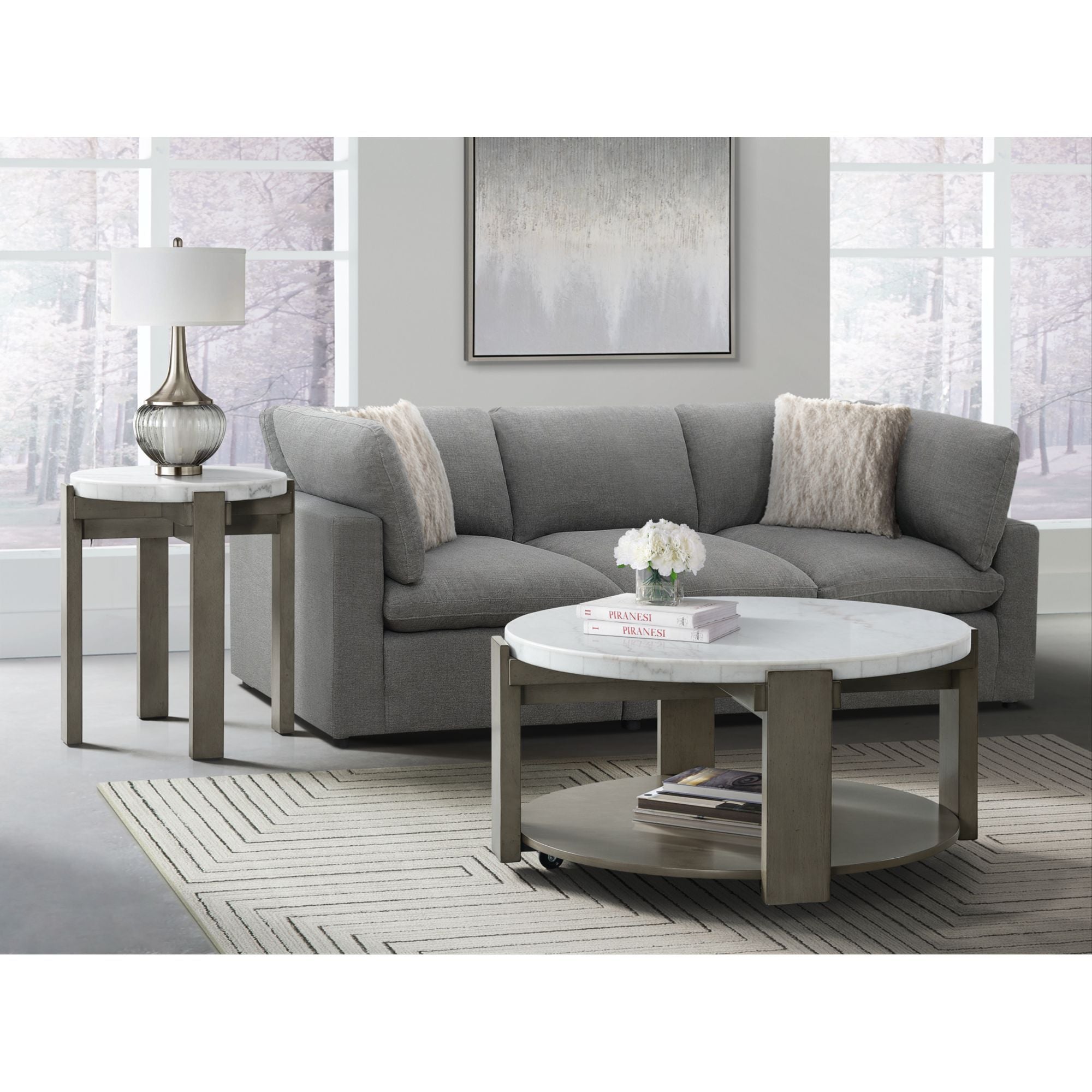 Rosamel - 2 Piece Occasional Table Set (Coffee Table And End Table) - Gray