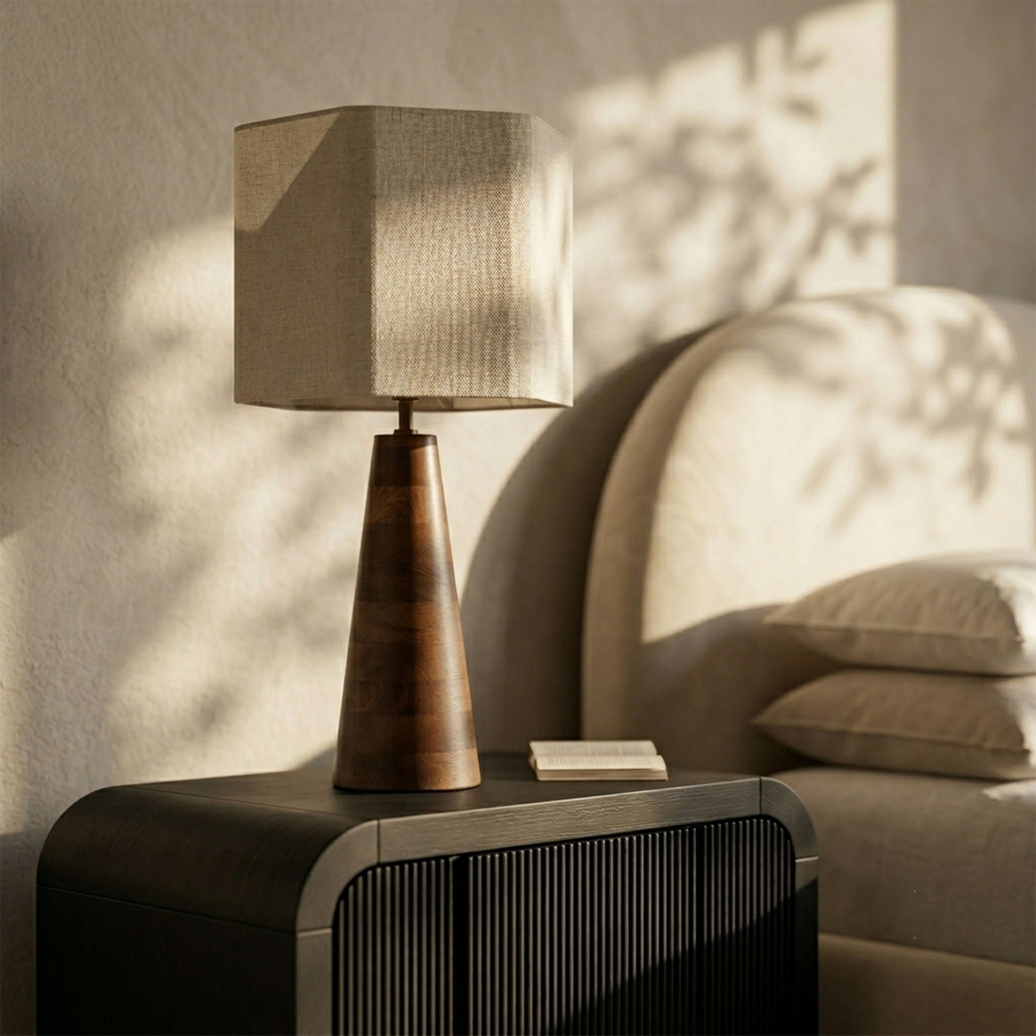 Juniper - Mango Wood Base And Linen Textured Fabric Shade Table Lamp