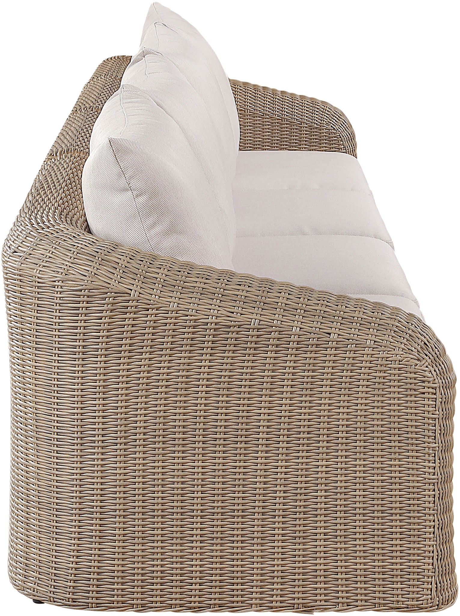 Seacrest - Olefin Water Resistant Fabric And Wicker 4 Piece Outdoor Patio Modular Sofa