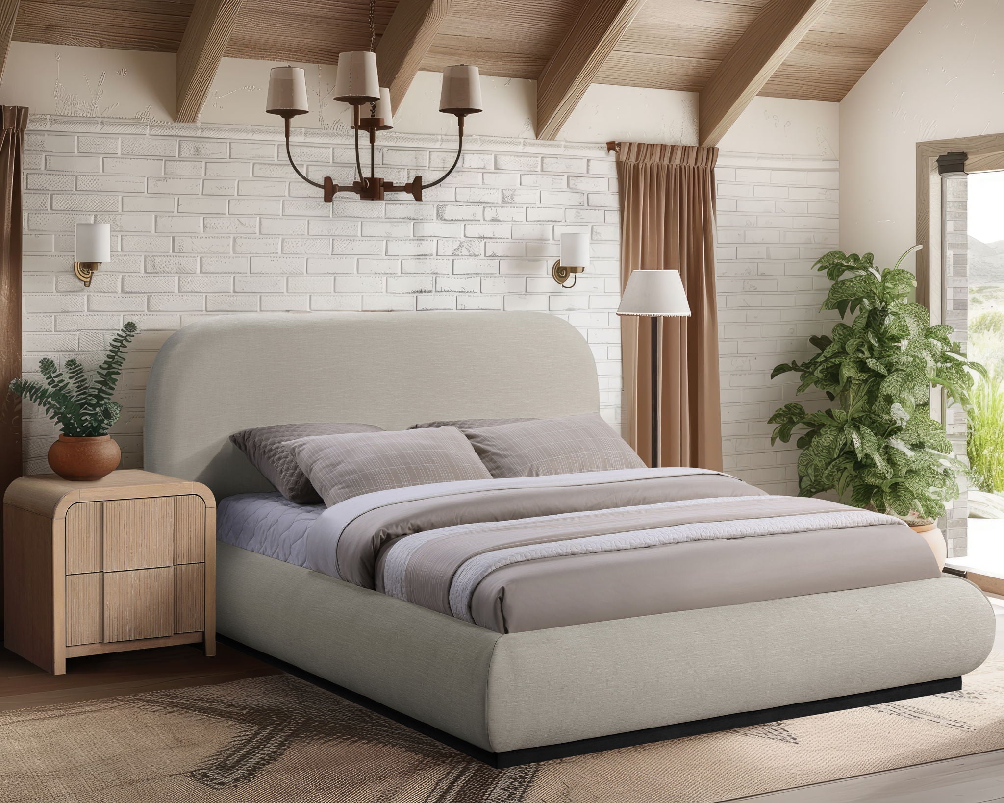 Vaughn - Chenille Bed With Black Base