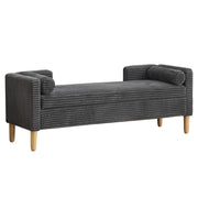 Upholstered Flip Top Storage Bench, Armrests & Backrest For Bedroom - Charcoal