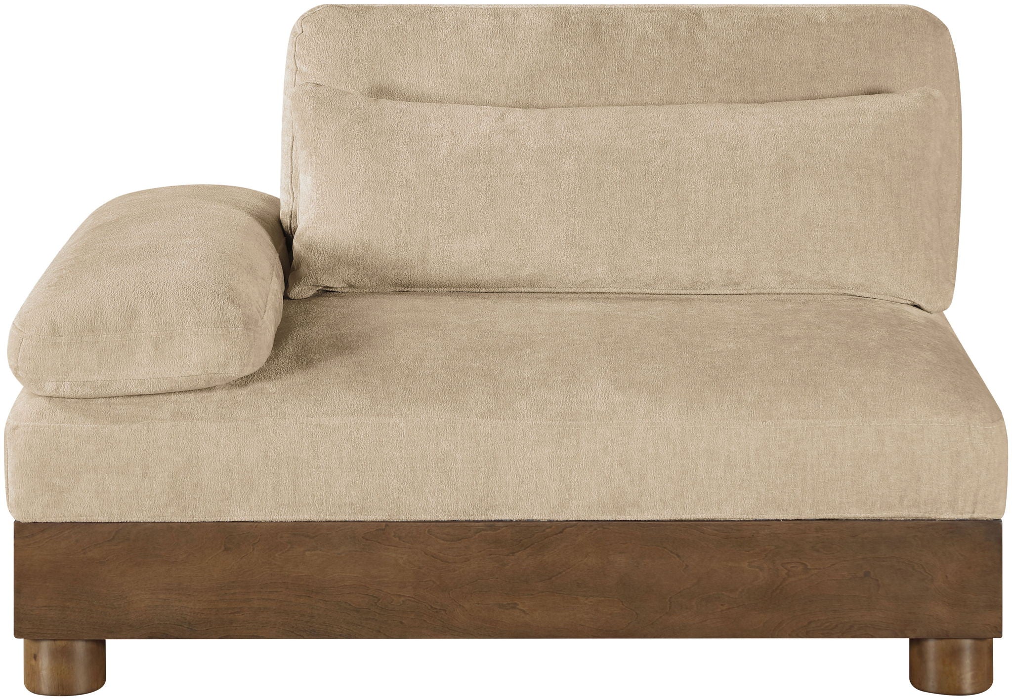 Turin - Chenille Fabric Upholstered Modular Arm Chair - Walnut Base