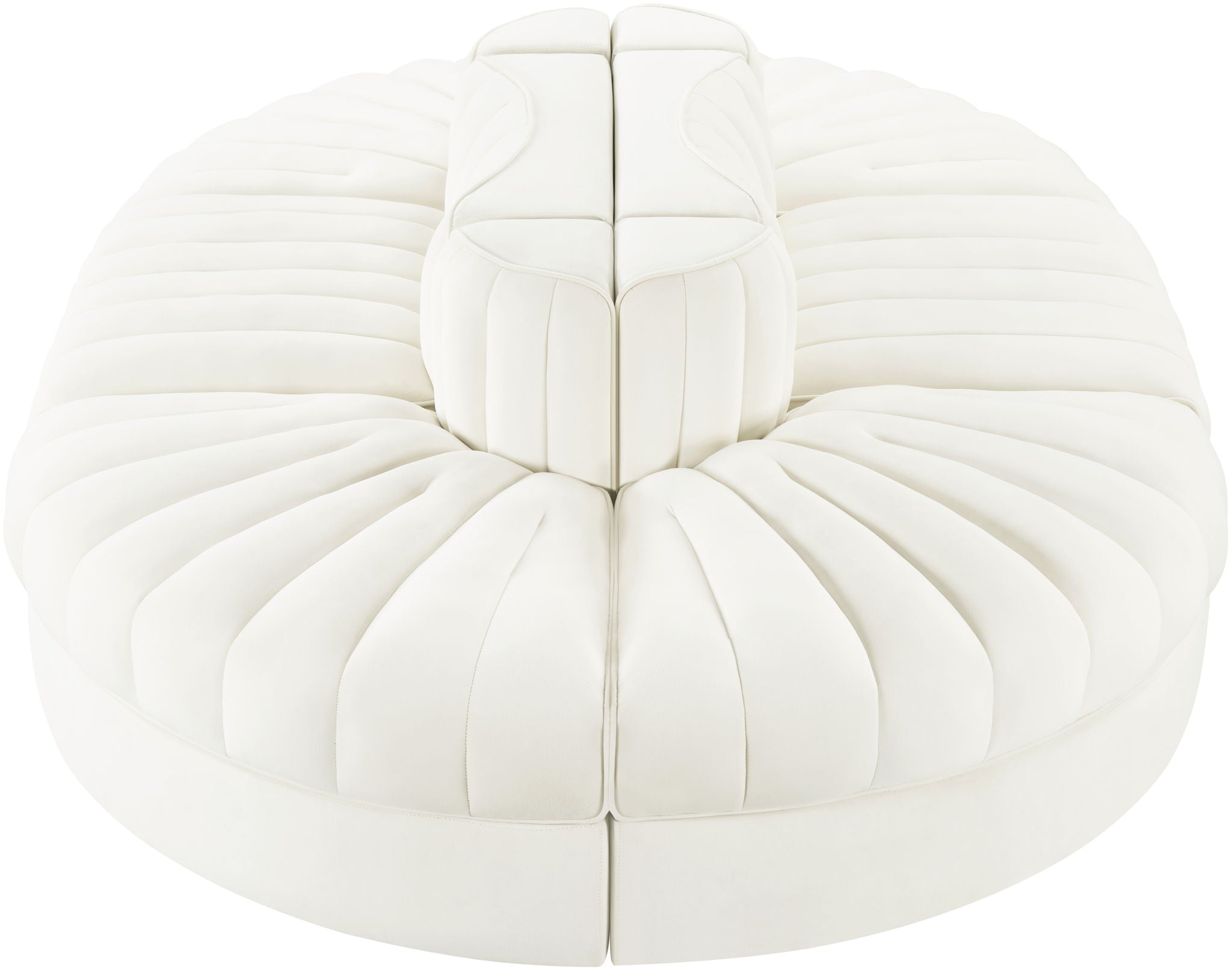 Rummi - Oval Velvet Performance Fabric Upholstered 6 Piece Modular Sectional