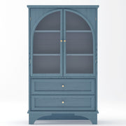 Glass Door Display Case With 2 Drawers And Adjustable Shelf
