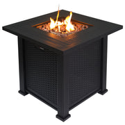 Outdoor Fire Pit Table With Lava Rocks, Propane Fire Pit - Black