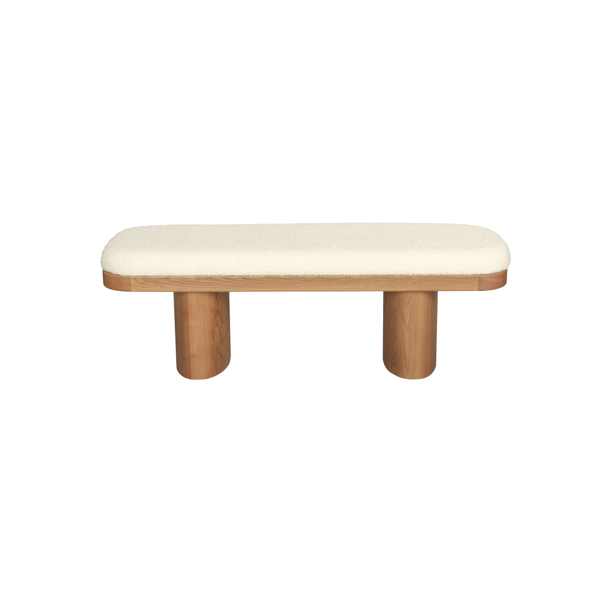 Ollie - Boucle Wooden Bench - White