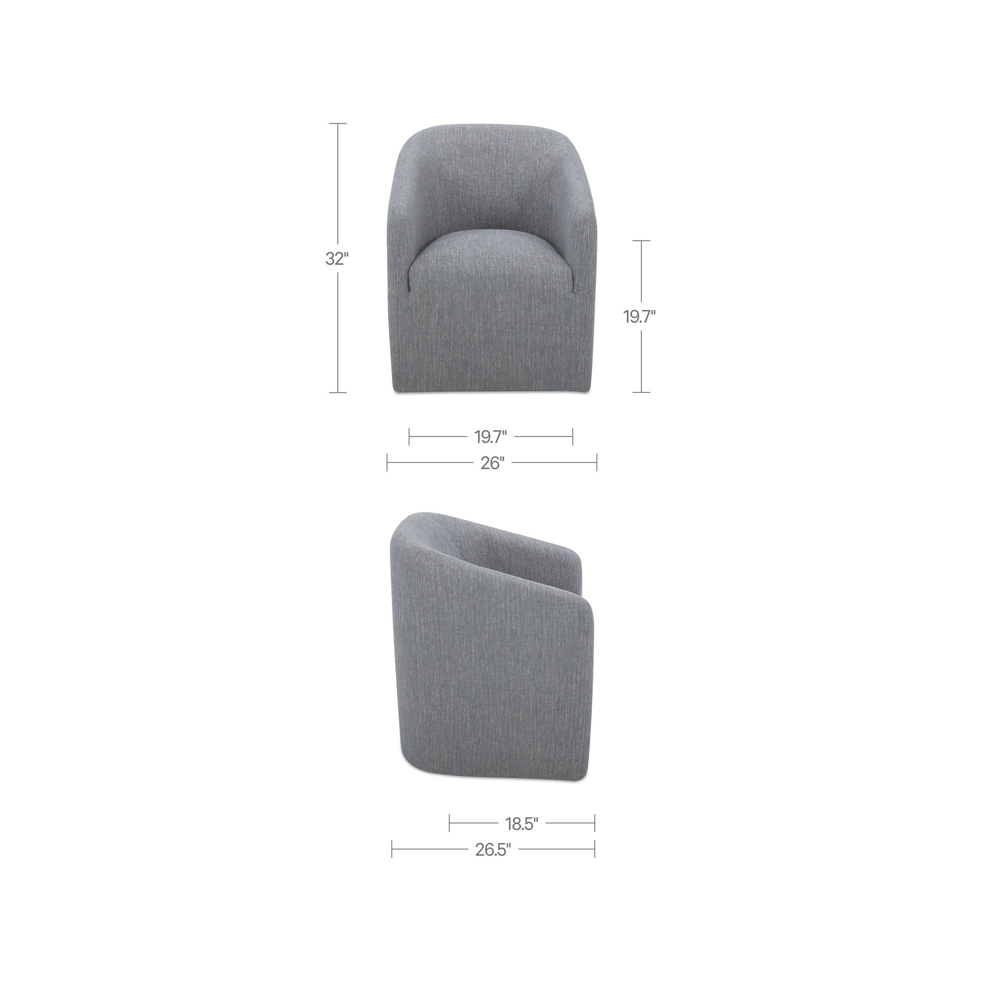 Sandy - Rolling Dining Chair - Gray
