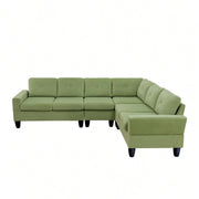 Modular L - Shaped Sectional Sofa, 6 Seater, 4 Piece Couch With Chaise - Green