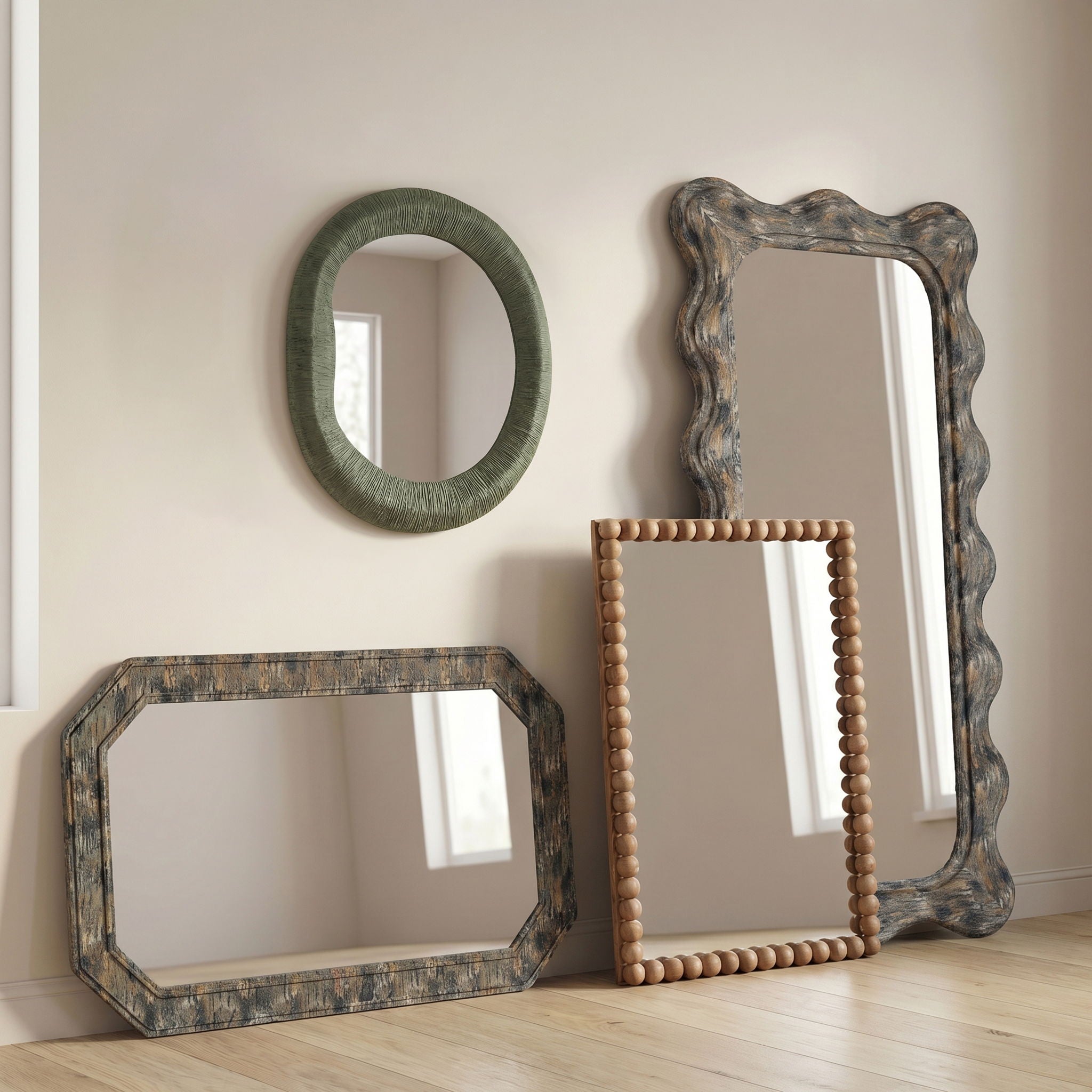Charlene - 35" x 59" Jewel Wall Mirror - Watercolor Print